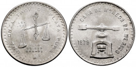 Mexico. Ounce. 1979. México. (Km-M49b.3). Ag. 33,64 g. Almost UNC. Est...30,00. 


 SPANISH DESRCIPTION: México. Onza. 1979. México. (Km-M49b.3). A...