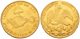 Mexico. 8 escudos. 1832. Guanajuato. MJ. (Km-383.7). Au. 26,98 g. Two minor nicks on edge. Choice VF. Est...1300,00. 


 SPANISH DESRCIPTION: Méxic...