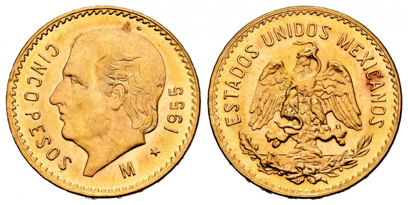 Mexico. 5 pesos. 1955. (Km-464). Au. 4,20 g. Almost UNC. Est...200,00. 


 SP...