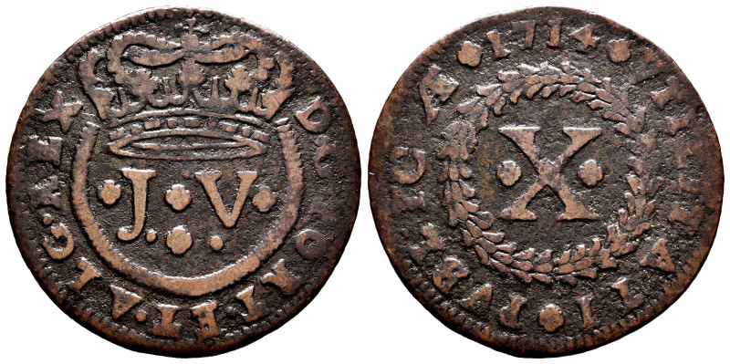 Portugal. D. Joao V (1706-1750). 10 reis. 1714. (Gomes-24.02). Ae. 11,25 g. Almo...