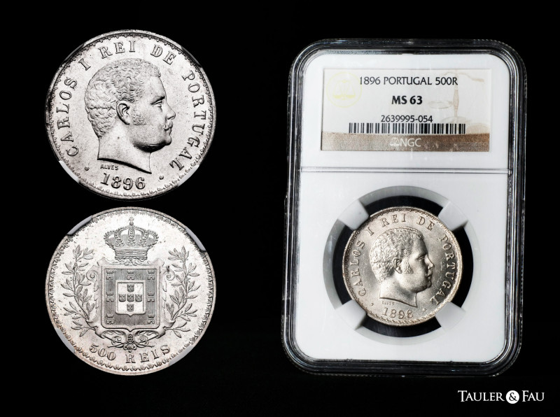 Portugal. Karl I. 500 reis. 1896. (Km-535). (Gomes-11.10). Ag. Plenty luster. Sa...