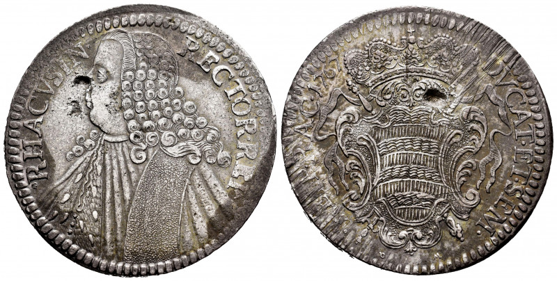 Ragusa. Taler. 1767. (Dav-1639). Ag. 28,42 g. Striking defects. Adjustment lines...