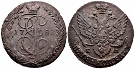 Russia. Catherine II. 5 kopecks. 1788. Ekaterinburg. EM. (Bitkin-642). Ae. 49,43 g. Choice VF. Est...40,00. 


 SPANISH DESRCIPTION: Rusia. Catheri...