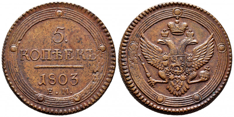 Russia. Alexander I (1801-1825). 5 kopecks. 1803. Ekaterinburg. (Bitkin-284). Ae...