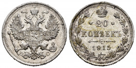 Russia. Nicholas II. 20 kopecks. 1915. Saint Petesburg. (Km-Y22a). (Bitkin-117). Ag. 3,53 g. XF. Est...18,00. 


 SPANISH DESRCIPTION: Rusia. Nicho...