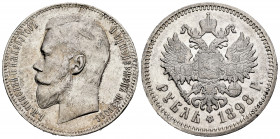 Russia. Nicholas II. 1 Ruble. 1898. Saint Petesburg. (Km-Y59.3). Ag. 19,97 g. lightly rubbed. Almost XF. Est...120,00. 


 SPANISH DESRCIPTION: Rus...