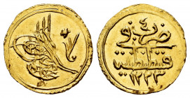 Turkey. Mahmud II. 1/4 Zeri Mahbub. 1223 H - year 4. Constantinople. (Km-605). Au. 0,82 g. Original luster. Almost UNC. Est...120,00. 


 SPANISH D...