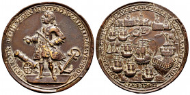 Great Britain. Vernon Admiral. Medal. 1 Abril 1741. Cartagena de Indias. (Adams&Chao-CAv 3D). Anv.: THE · BRITISH · GLORY · REVIV · D · BY · ADMIRAL :...