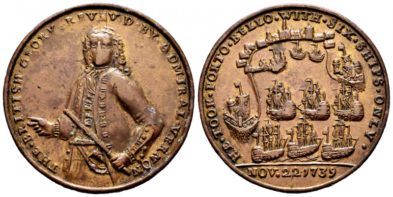 Great Britain. Vernon Admiral. Medal. November 22th, 1739. Porto Bello. (V.Q.-14...