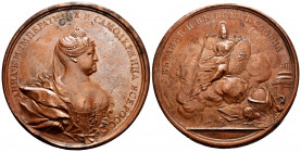 Russia. Anna. Medal. 1736. (Diakov-73.4). Anv.: Bust of Anna right. Rev.: Minerva seated on a cloud, holding a spear and shield, symbols of the Arts a...