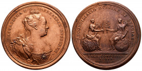 Russia. Elisabeth I (1741-1761). Medal. 1743. (Diakov-Cf 88.9). Anv.: Bust of Elisabeth I on the right. Rev.: Russia and Sweden seated on the national...