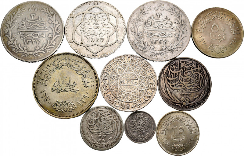 Islamic countries. Lot of 10 pieces of silver from Islamic countries. TO EXAMINE...