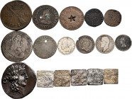 World coins. Heterogeneous lot of 17 coins, containing Ancient Greek, Mussulman and some world coins. TO EXAMINE. Choice F/Choice VF. Est...200,00. 
...