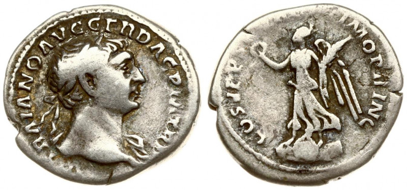 Roman Empire 1 Denarius Traianus AD 98-117. Roma. AD 103-111. IMP TRAIANO AVG GE...