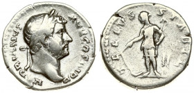 Roman Empire 1 Denarius Hadrian AD 117-138. Rome. Av: HADRIANVS AVG COS III P P. Laureate head right. Rev: TELLVS STABIL. Tellus standing left holding...
