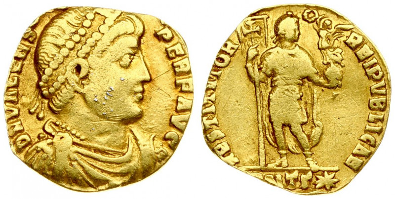 Roman Empire 1 Solidus Valens (364-378). Averse: Diademed; draped and cuirassed ...