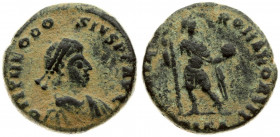 Roman Empire 1/2 Maiorina Theodosius (379-395). Averse : D N THEODO-SIVS P F AVG. Reverse : GLORIA - ROMANORVM// ALEA. RIC.21 a - C.18