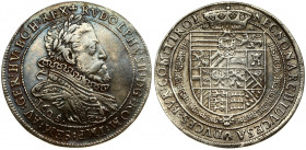 Austria 1 Thaler 1605/4 Hall Rudolf II(1576-1612). Averse: Laureate head right; date below. Reverse: Crowned arms in Order chain. Reverse Legend: …TIR...