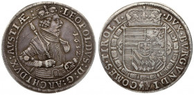 Austria 1 Thaler 1632 Hall. Archduke Leopold (1619-1632). Averse: Crowned armored bust. Reverse: Crowned shield of arms. Silver. Old patina. Dav. 3338