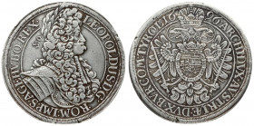 Austria 1 Thaler 1696 Vienna. Leopold I(1657-1705). Averse: Bust to the right and an inscription around. Reverse: Imperial eagle and an inscription ar...