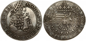 Austria 1 Thaler 1704 Hall. Leopold I(1657-1705). Averse: Old laureate bust right in inner circle. Averse Legend: LEOPOLDVS • D: G: ROM: IMP: SE: A: G...
