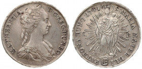 Austria Hungary 1 Thaler 1741 KB Kremnica. Maria Theresia(1740-1780). Averse: Diademed; youthful bust to the right. Reverse: Madonna standing on a cre...
