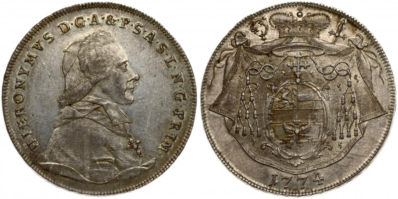 Austria SALZBURG 1 Thaler 1774 M Hieronymus(1772-1803). Averse: Bust right. Aver...