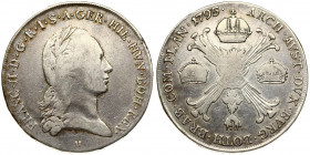 Austria Austrian Netherlands 1 Thaler 1795H Günzburg. Franz II(1792-1835). Averse: Bust right. Reverse: Floriated cross with 3 crowns in upper angles....