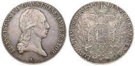 Austria 1 Thaler 1815 A Vienna. Franz II (1804-1835). Averse.: Laureate head right. Reverse: Crowned imperial double eagle facing with wings spread ho...