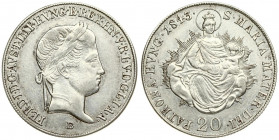 Austria Hungary 20 Krajczar 1843 B Ferdinand V(1835-1848). Averse: Laureate head; right. Averse Legend: FERD. I. Reverse: Madonna and child. Reverse L...