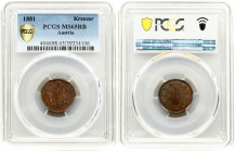 Austria 1 Kreuzer 1881 Franz Joseph I(1848-1916). Averse: Small eagle. Reverse: Denomination and date within wreath. Copper. KM 2186. PCGS MS65RB ONLY...