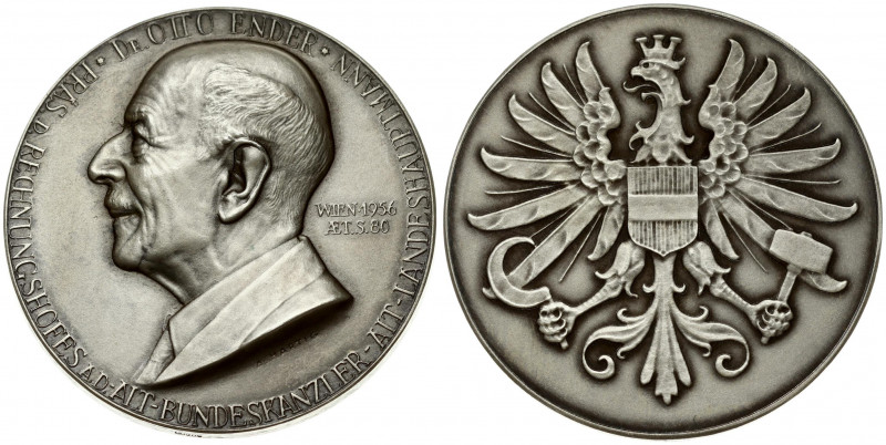 Austria Medal 1956 Otto Ender. Averse: Otto Ender's head to the left. Reverse: E...