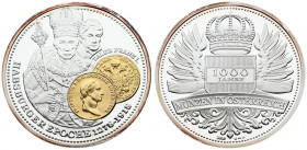 Austria Medal 1000 years of coins in Austria (2002) "Habsburg Era 1278-1918 Taler Franz I". Silver. Weight approx: 50.52 g. Diameter: 50 mm.