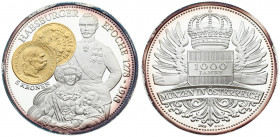 Austria Medal 1000 years of coins in Austria (2002) "Habsburg Era 1278-1918 5 Kronen". Silver. Weight approx: 50.38 g. Diameter: 50 mm.