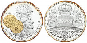 Austria Medal 1000 years of coins in Austria (2002) "Habsburg Era 1278-1918 Dukaten". Silver. Weight approx: 50.28 g. Diameter: 50 mm.
