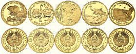 Belarus 50 Roubles Lot of 5 coins 2006. Belarusian National Parks and Nature Reserves. Gold. (With box and certificates). KM# 123/ KM# 125 / KM# 143 /...
