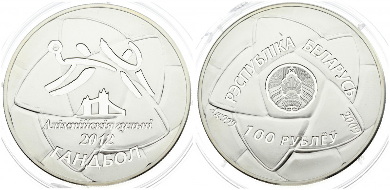 Belarus 100 Roubles 2009 London Olympics 2012. Averse: National arms and logo.Re...
