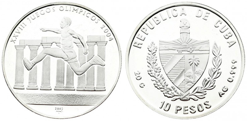 Cuba 10 Pesos 2004 XXVIII Summer Olympics. Averse: Coat of Arms of Cuba. Reverse...