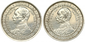 Denmark 2 Kroner 1906(h) VBP GJ Death of Christian IX and Accession of Frederik VIII. Frederik VIII(1906-1912). Averse: Armored bust left with titles;...