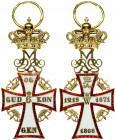 Denmark 1st Class Cross (1912) by A.Michelsen c.1912. Christian X (1912-1947 Issue). Cross: Gold with red and white enamel; with the crowned cypher of...