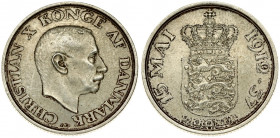 Denmark 2 Kroner -1937(h) N; S 25th Anniversary of Reign. Christian X(1912-1947). Averse: Head right; mint mark and initials N-S below. Reverse: Crown...