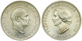 Denmark 2 Kroner -1958(h) C; S Princess Margrethe's 18th Birthday. Frederik IX(1947-1972). Averse: Head right with titles; mint mark and initials C-S ...