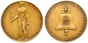 Germany Third Reich Medal 1936 Berlin Olympic games. Medal by K. Roth; medalist Munich; OLYMPISCHE SPIELE BERLIN MCMXXXVI around inscribed bell which ...