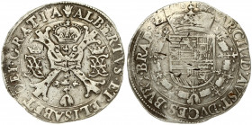 Spanish Netherlands BRABANT 1 Patagon 1617 Antwerp. Albert & Isabella (1612-1621). Averse: St. Andrew's cross; crown above; fleece below divide pairs ...