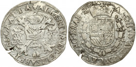 Spanish Netherlands BRABANT 1 Patagon 1618 Antwerp. Albert & Isabella (1612-1621). Averse: St. Andrew's cross; crown above; fleece below divide pairs ...