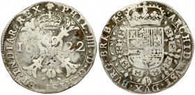 Spanish Netherlands BRABANT 1 Patagon 1622 Brussels. Philip IV(1621-1665). Averse: Crowned shield of Philip IV in fleece collar. Reverse Legend: …DVX ...