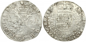 Spanish Netherlands BRABANT 1 Patagon 1624 Antwerp. Philip IV(1621-1665). Averse: Crowned shield of Philip IV in fleece collar. Reverse Legend: …DVX B...