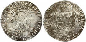 Spanish Netherlands BRABANT 1 Patagon 163? Maastricht. Philip IV(1621-1665). Averse: Crowned shield of Philip IV in fleece collar. Reverse Legend: …DV...