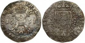 Spanish Netherlands BRABANT 1 Patagon 1631 Brussels. Philip IV(1621-1665). Averse: Crowned shield of Philip IV in fleece collar. Reverse Legend: …DVX ...