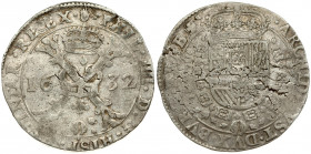 Spanish Netherlands BRABANT 1 Patagon 1632 Antwerp. Philip IV(1621-1665). Averse: Crowned shield of Philip IV in fleece collar. Reverse Legend: …DVX B...